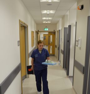 Narrow hospital halls and doors are ideal for double acting doors, ensuring easy access in both directions.